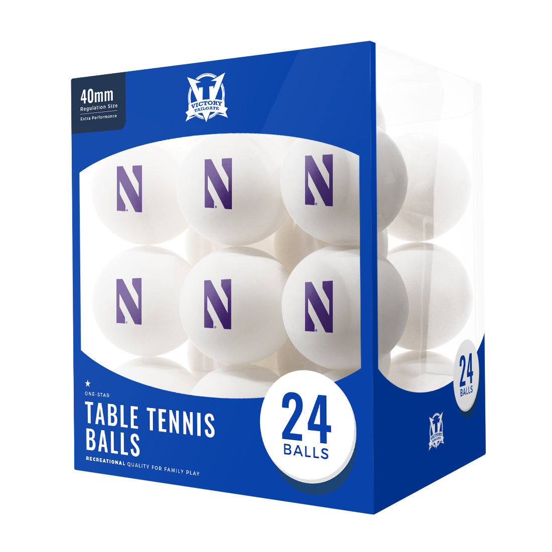 Northwestern Wildcats 24-Count Logo Table Tennis Balls