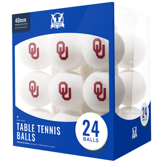 Oklahoma Sooners 24-Count Logo Table Tennis Balls