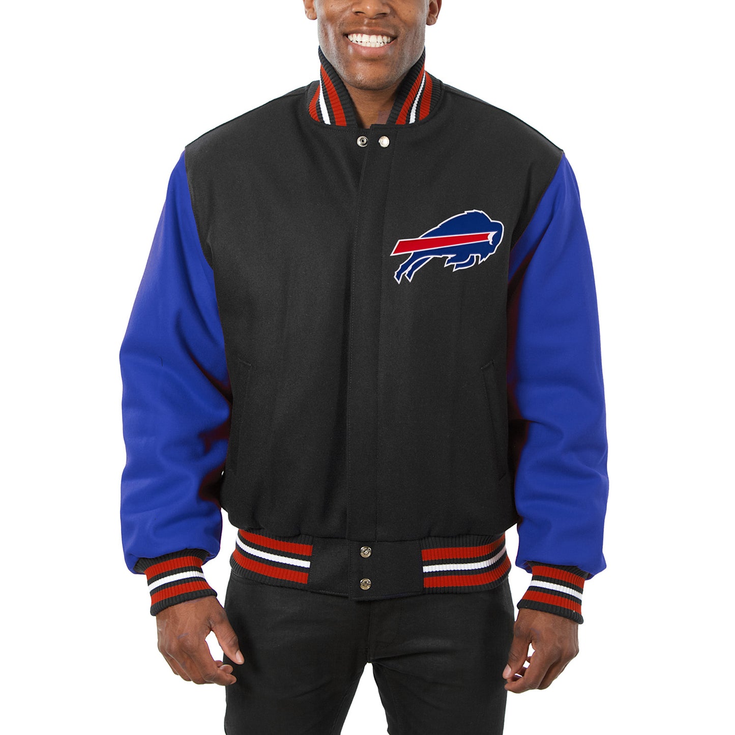 Men's JH Design Black/Royal Buffalo Bills Big & Tall Wool Full-Snap Jacket