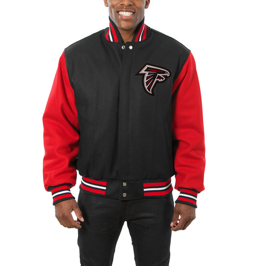 Men's JH Design Black/Red Atlanta Falcons Big & Tall Wool Full-Snap Jacket