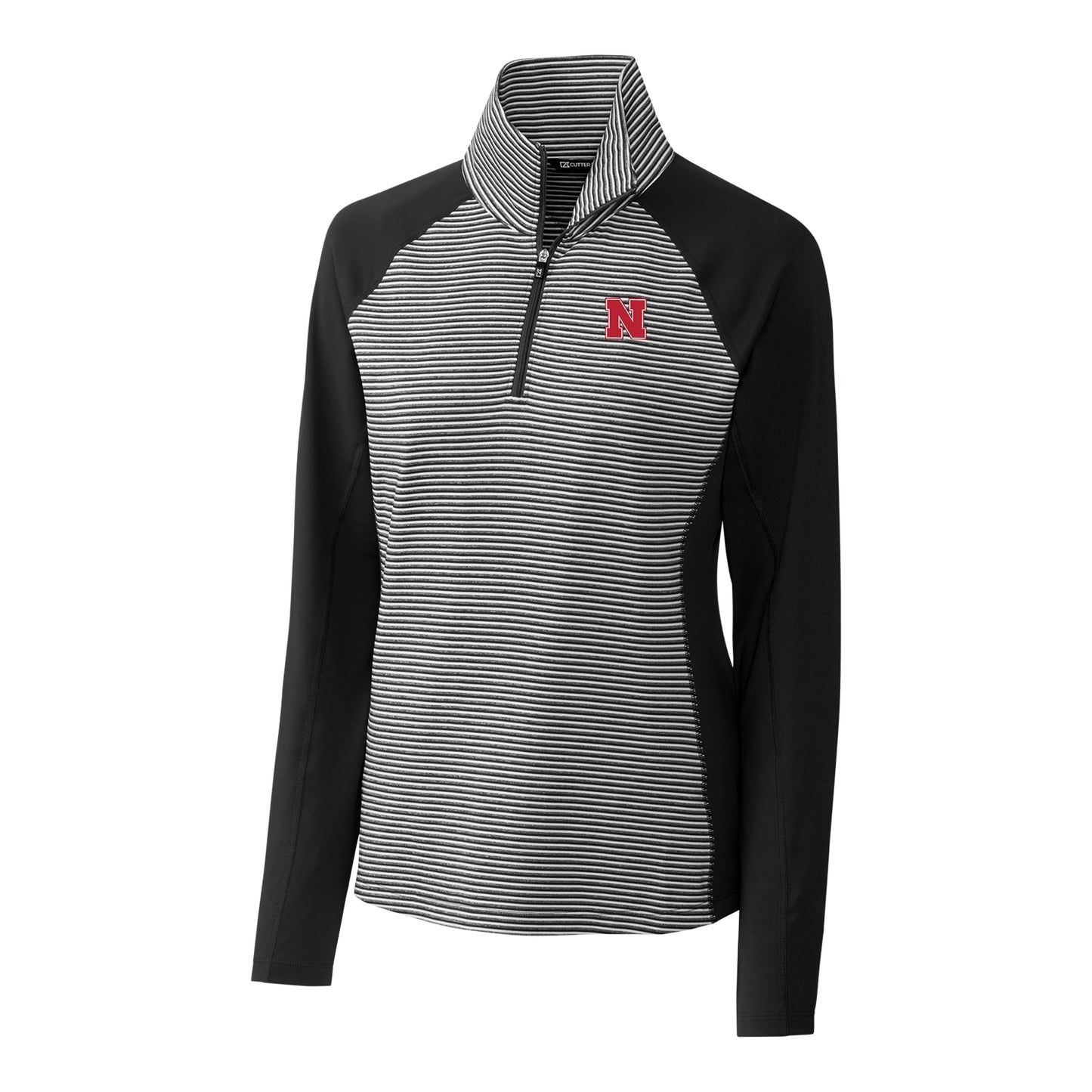 Women's Cutter & Buck Black Nebraska Huskers Forge Tonal Half-Zip Pullover Jacket
