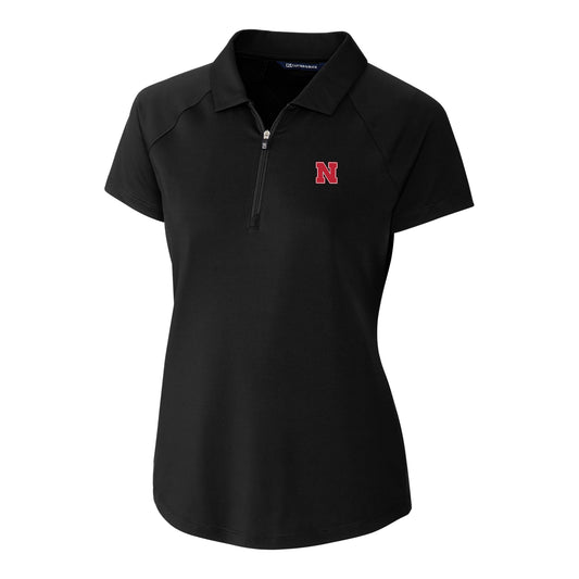 Women's Cutter & Buck Black Nebraska Huskers Forge Polo