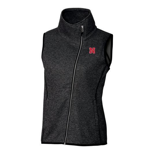 Women's Cutter & Buck Gray Nebraska Huskers Mainsail Full-Zip Vest