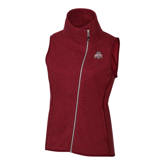 Women's Cutter & Buck Scarlet Ohio State Buckeyes Mainsail Full-Zip Vest