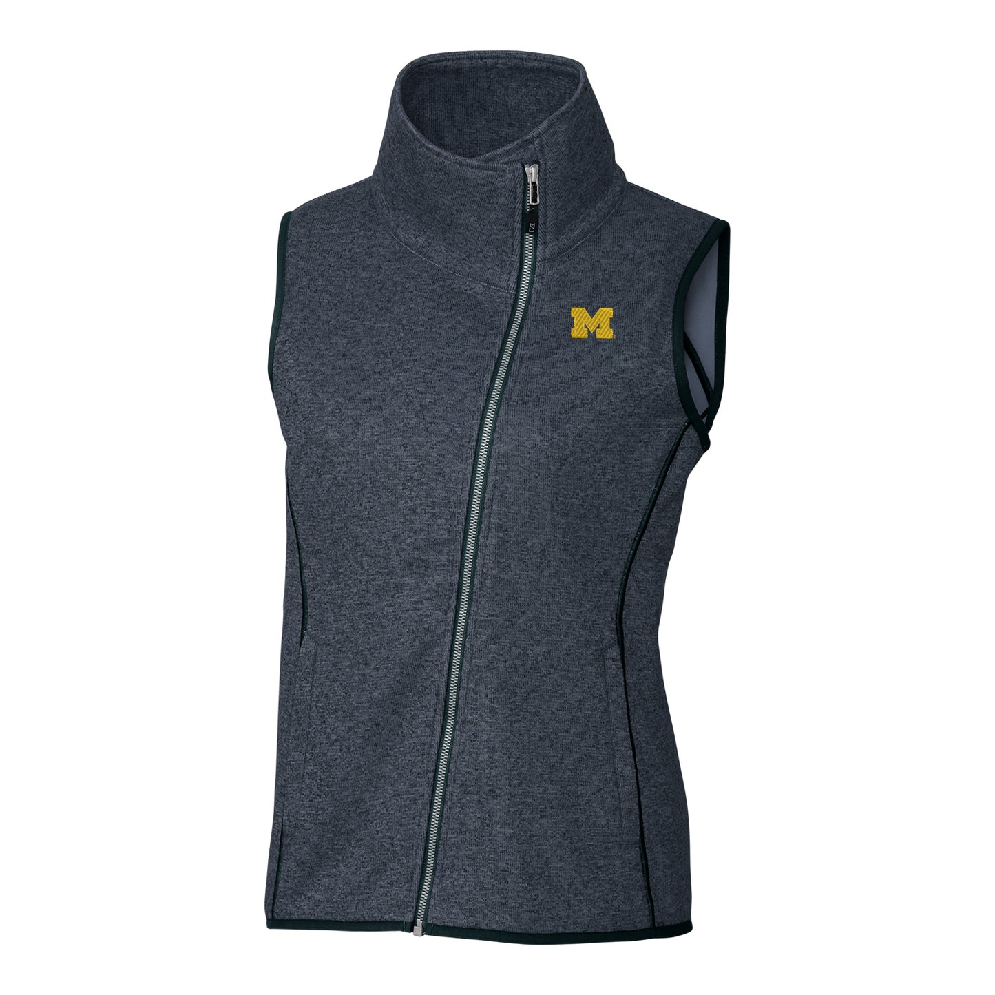 Women's Cutter & Buck Navy Michigan Wolverines Mainsail Full-Zip Vest