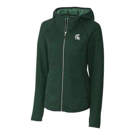 Women's Cutter & Buck Green Michigan State Spartans Mainsail Hooded Full-Zip Jacket