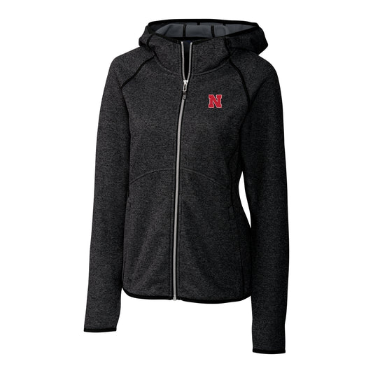 Women's Cutter & Buck Gray Nebraska Huskers Mainsail Hooded Full-Zip Jacket