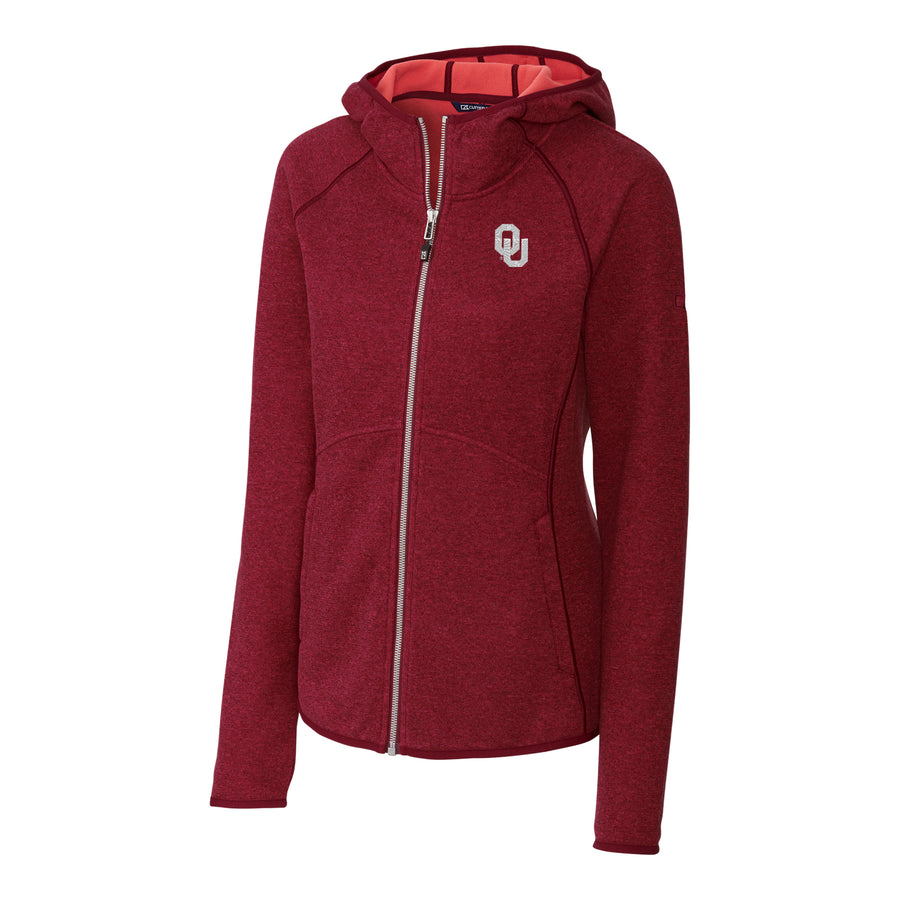 Women's Cutter & Buck Crimson Oklahoma Sooners Mainsail Hooded Full-Zip Jacket
