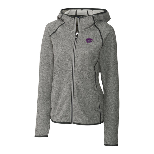 Women's Cutter & Buck Gray Kansas State Wildcats Mainsail Hooded Full-Zip Jacket