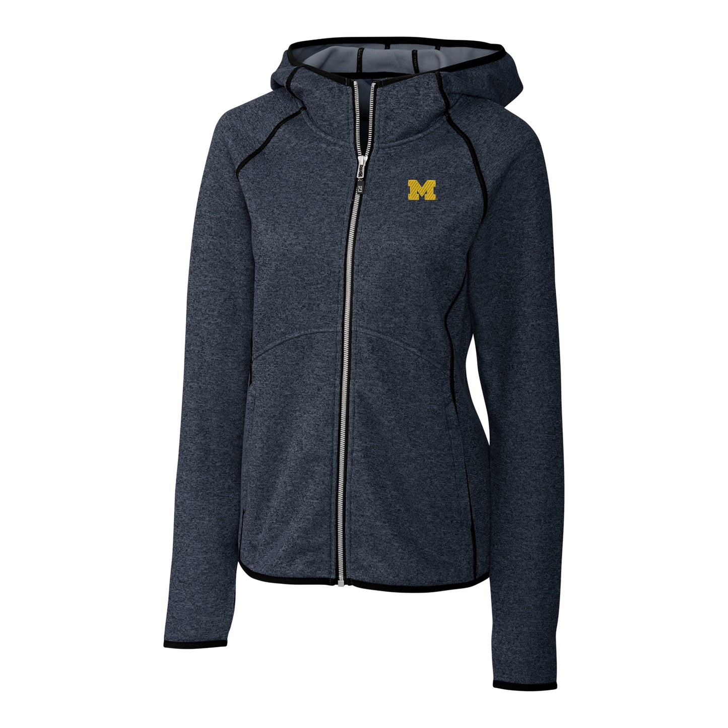 Women's Cutter & Buck Navy Michigan Wolverines Mainsail Hooded Full-Zip Jacket