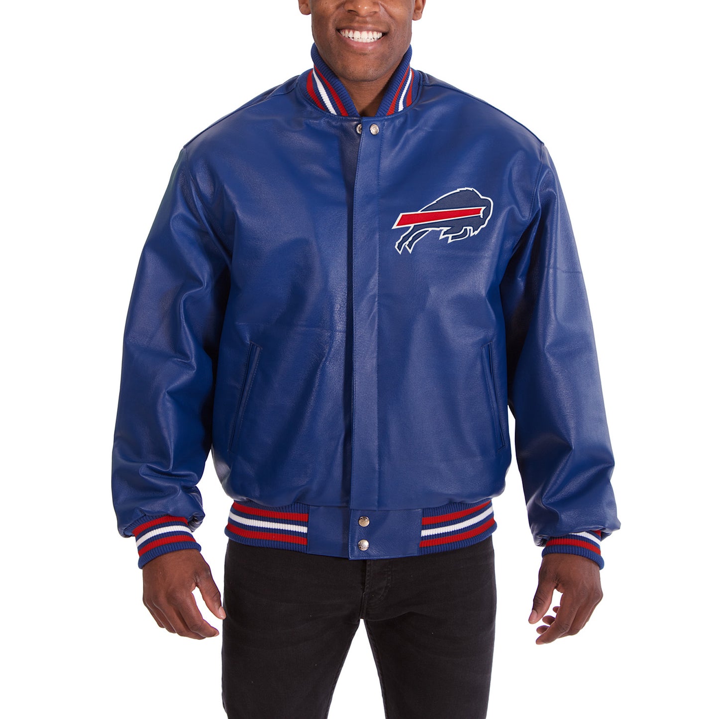 Men's JH Design Royal Buffalo Bills Leather Full-Snap Jacket