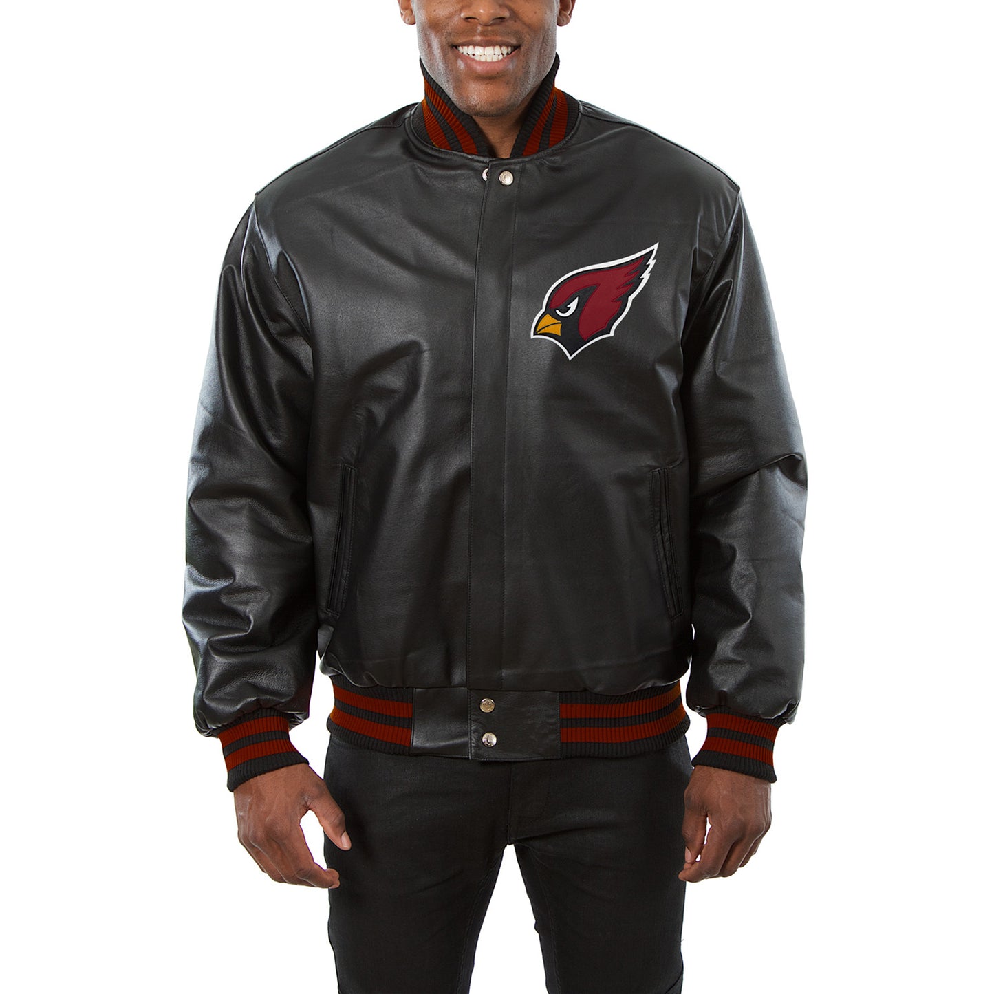 Men's JH Design Black Arizona Cardinals Leather Full-Snap Jacket