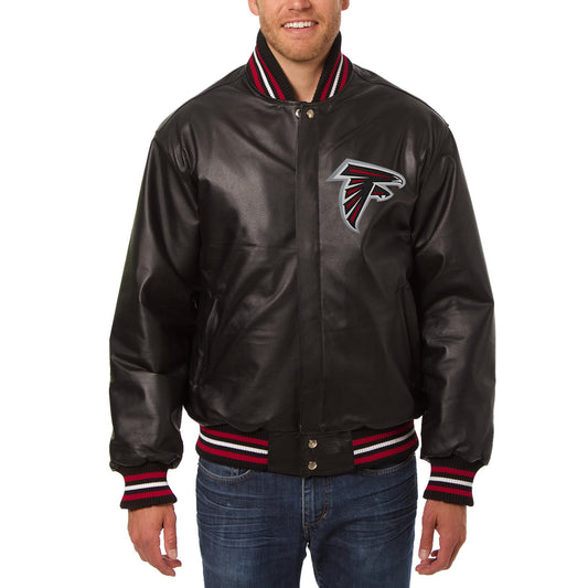 Men's JH Design Black Atlanta Falcons Leather Full-Snap Jacket