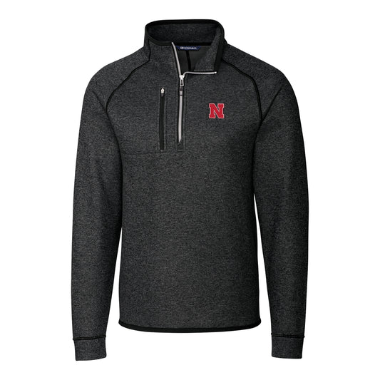 Men's Cutter & Buck Charcoal Nebraska Huskers Mainsail Half-Zip Pullover Jacket