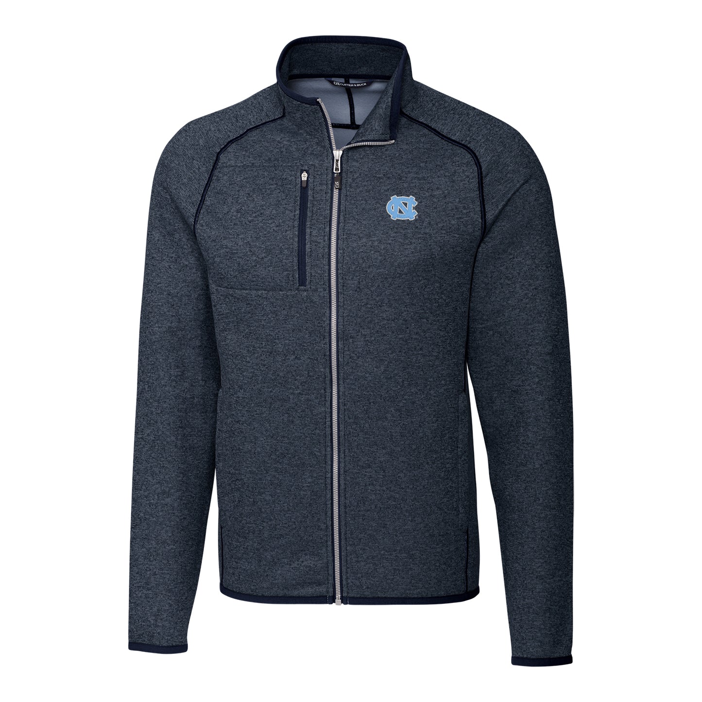 Men's Cutter & Buck Navy North Carolina Tar Heels Mainsail Full-Zip Jacket