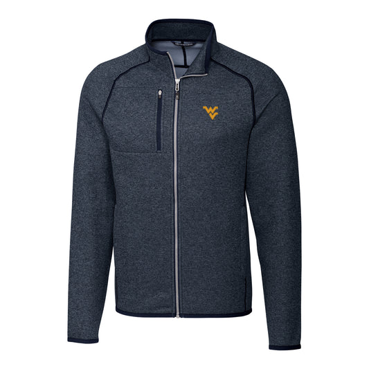 Men's Cutter & Buck Navy West Virginia Mountaineers Mainsail Full-Zip Jacket