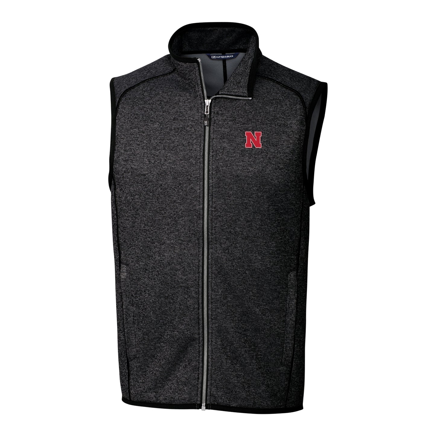 Men's Cutter & Buck Charcoal Nebraska Huskers Mainsail Full-Zip Vest