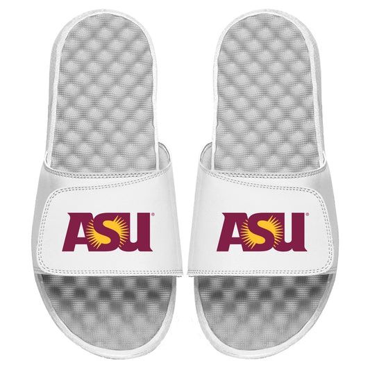 Men's ISlide White Arizona State Sun Devils Wordmark Logo Slide Sandals