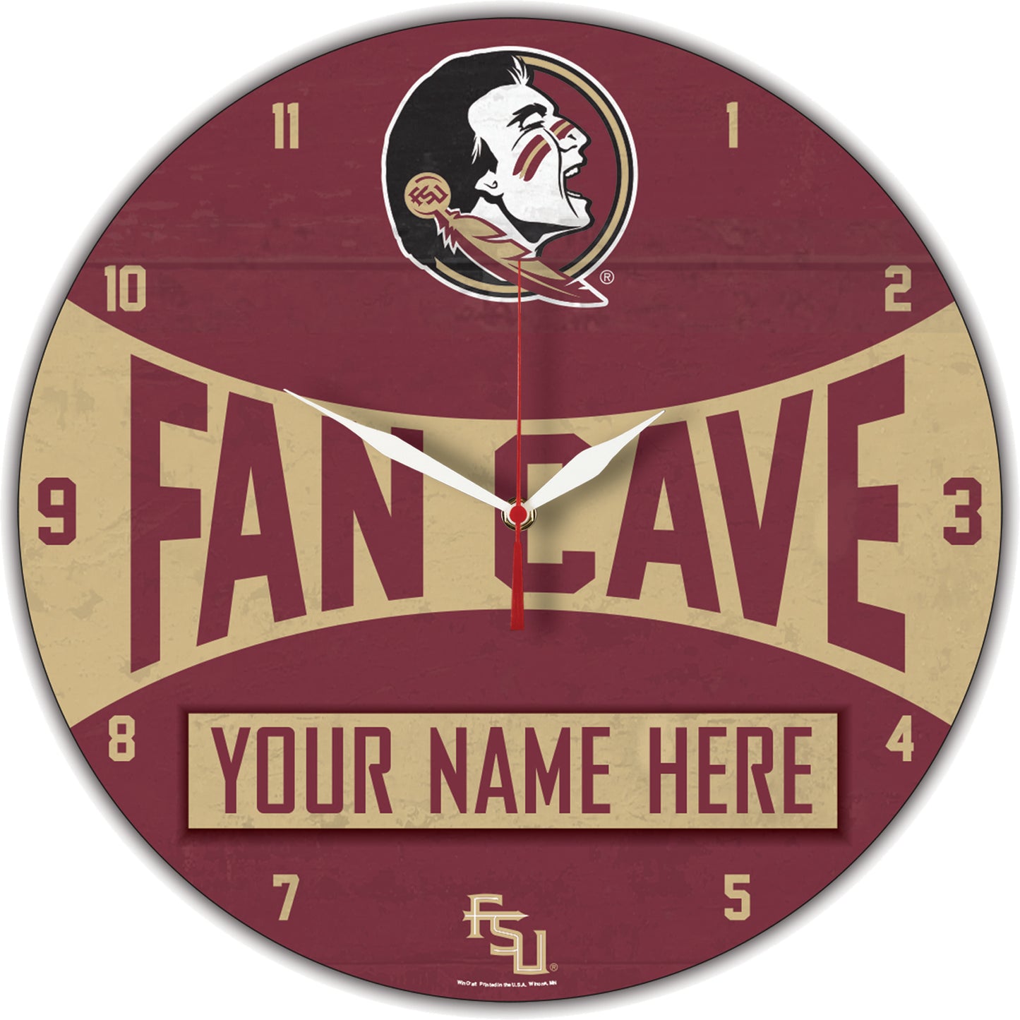 WinCraft Florida State Seminoles Personalized 14'' Round Wall Clock