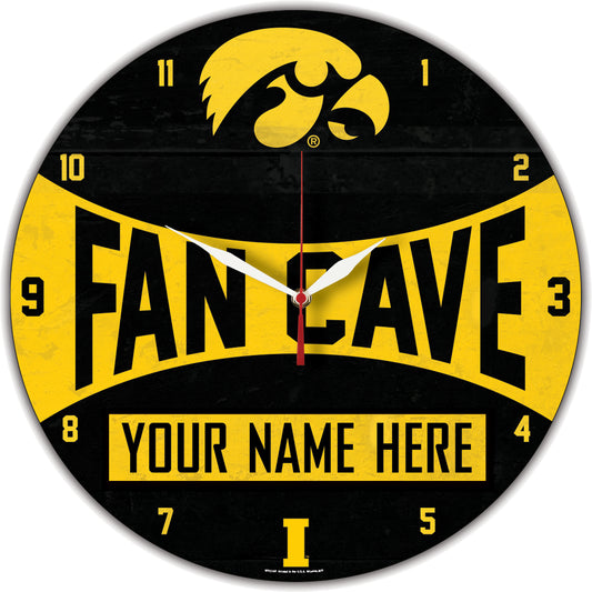 WinCraft Iowa Hawkeyes Personalized 14'' Round Wall Clock