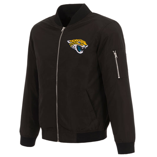 Men's NFL Pro Line by JH Design Black Jacksonville Jaguars Full-Zip Bomber Lightweight Jacket