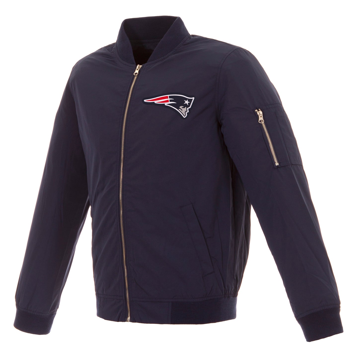 Men's NFL Pro Line by JH Design Navy New England Patriots Full-Zip Bomber Lightweight Jacket