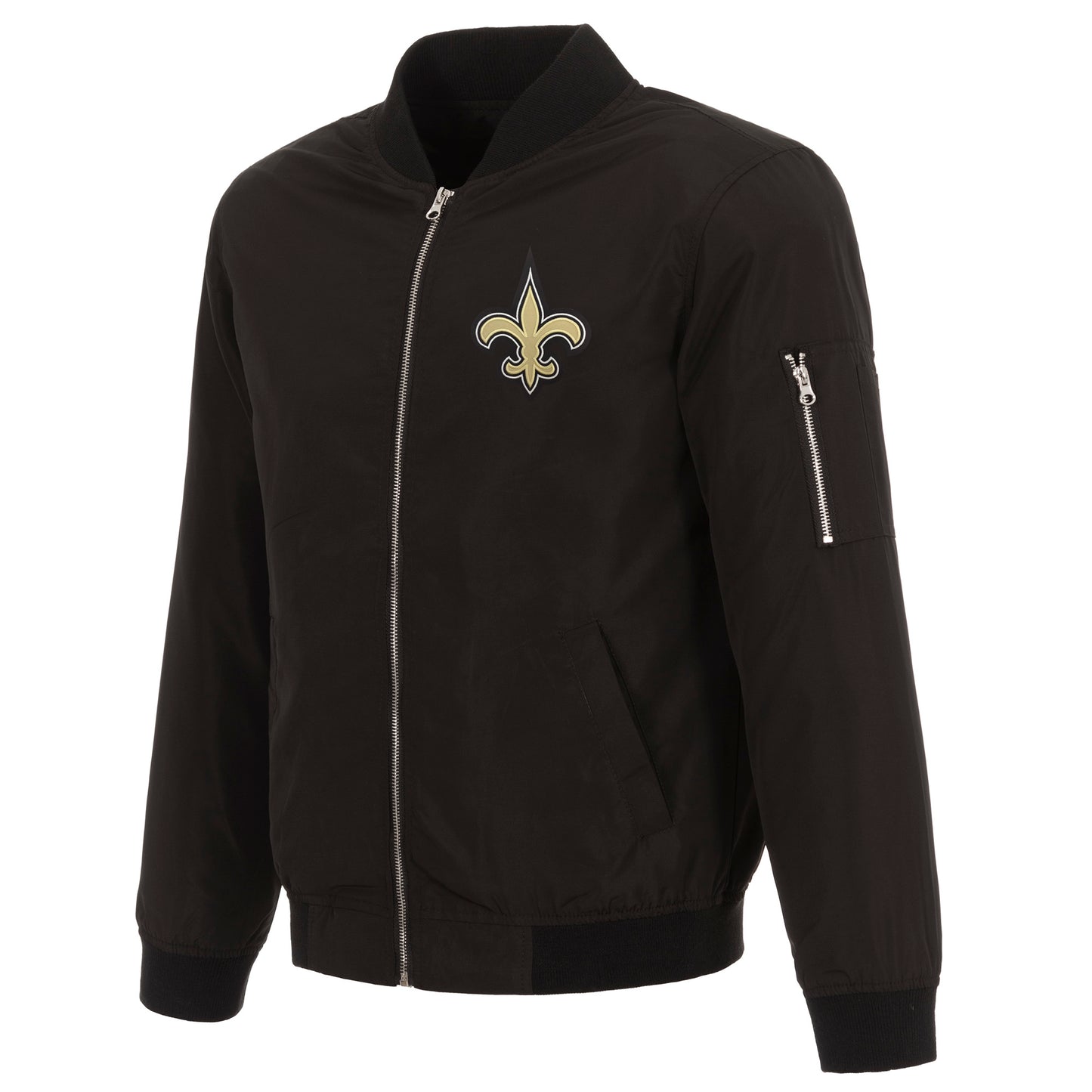 Men's NFL Pro Line by JH Design Black New Orleans Saints Full-Zip Bomber Lightweight Jacket