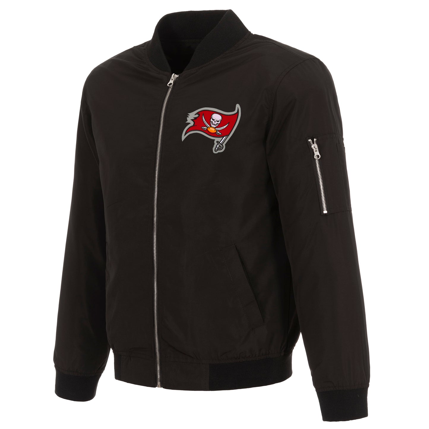 Men's NFL Pro Line by JH Design Black Tampa Bay Buccaneers Full-Zip Bomber Lightweight Jacket