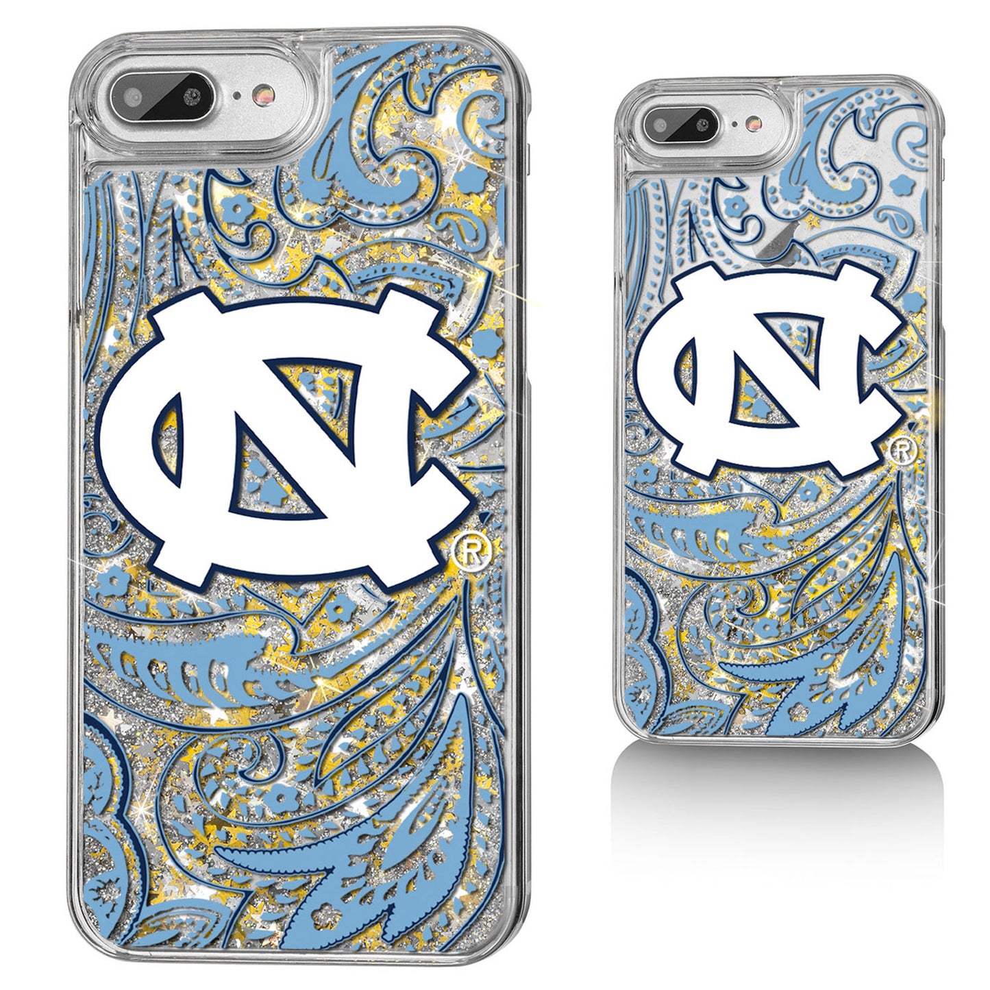 North Carolina Tar Heels iPhone Glitter Paisley Design Case