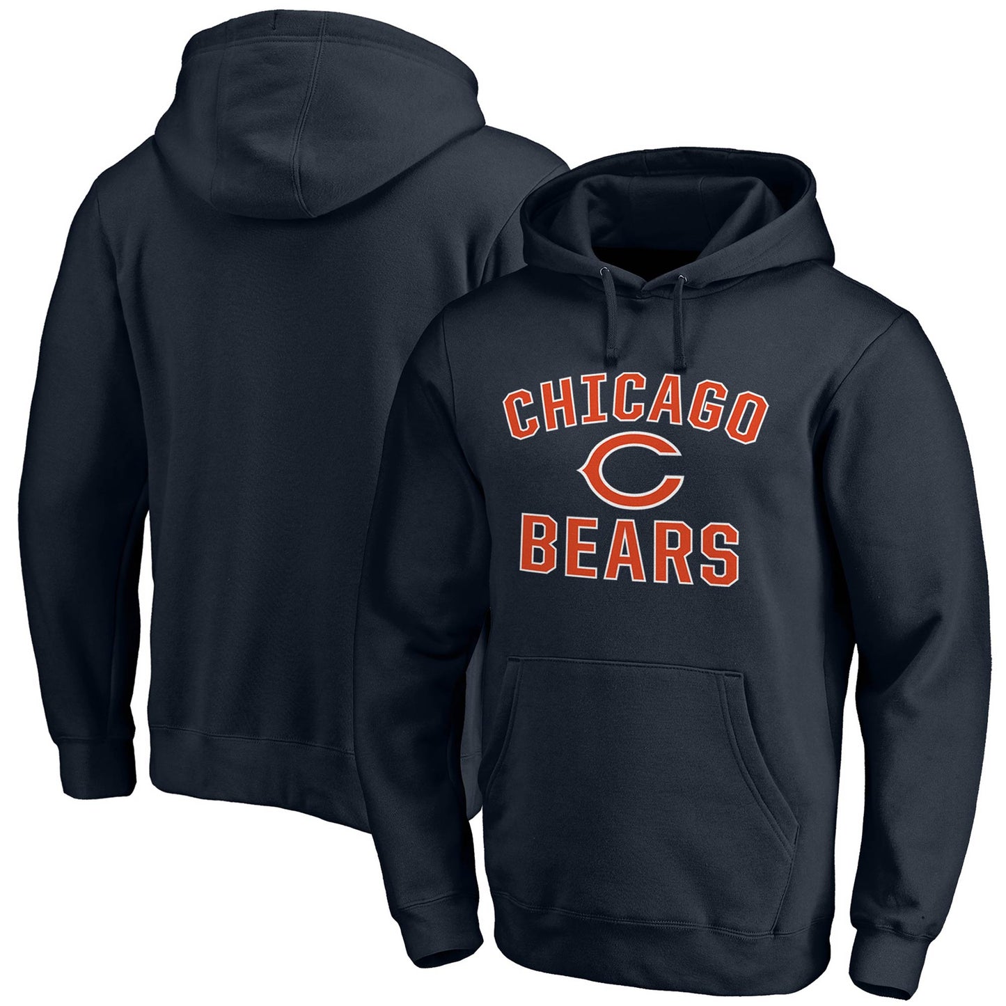 Men's Fanatics Navy Chicago Bears Victory Arch Team Fitted Pullover Hoodie