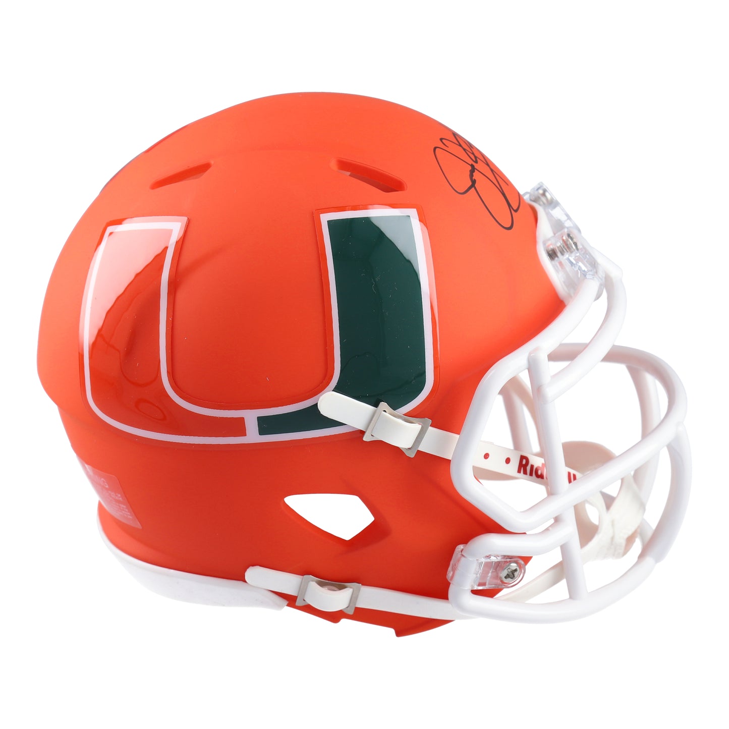 Jim Kelly Miami Hurricanes Autographed Riddell AMP Alternate Speed Mini Helmet