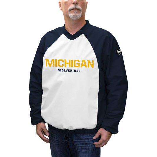 Men's Franchise Club Navy Michigan Wolverines Game Day Windshell Pullover Jacket