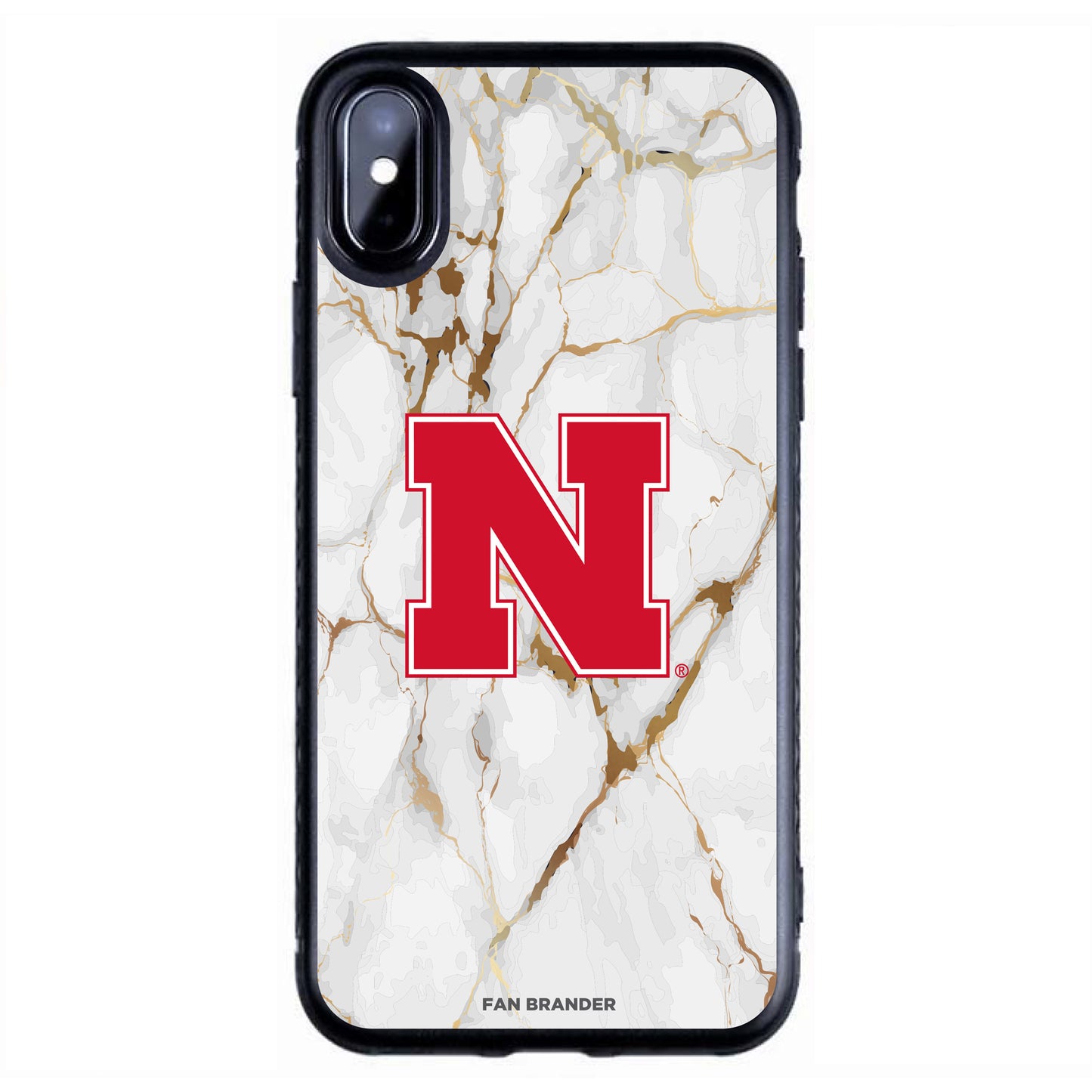 Black Nebraska Huskers iPhone Slim Marble Design Case