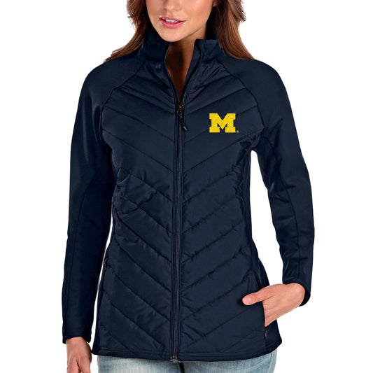 Women's Antigua Navy Michigan Wolverines Altitude Full-Zip Puffer Jacket