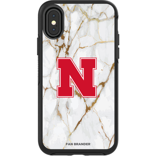 Black Nebraska Huskers iPhone Symmetry Marble Case