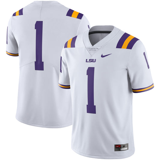 Men's Nike #1 White LSU Tigers Team Limited Jersey