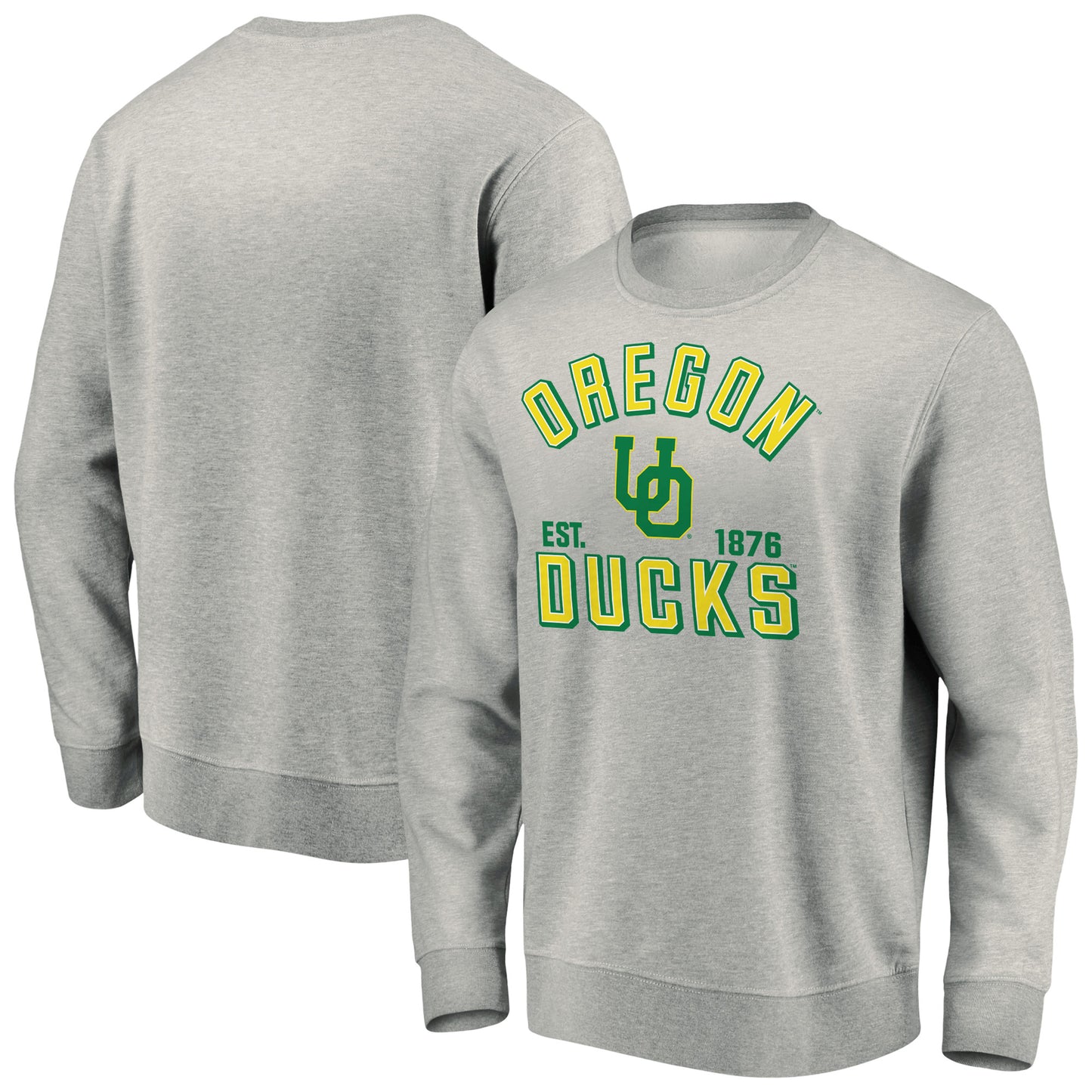 Men's Fanatics Heathered Gray Oregon Ducks Standard Division Pullover Sweatshirt