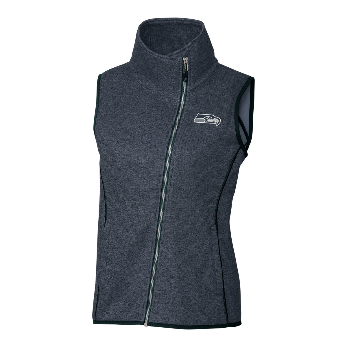 Women's Cutter & Buck Navy Seattle Seahawks Mainsail Full-Zip Vest