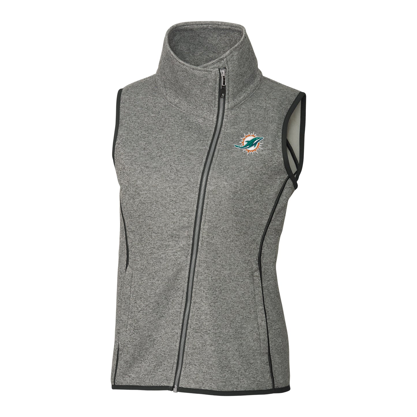 Women's Cutter & Buck Gray Miami Dolphins Mainsail Full-Zip Vest