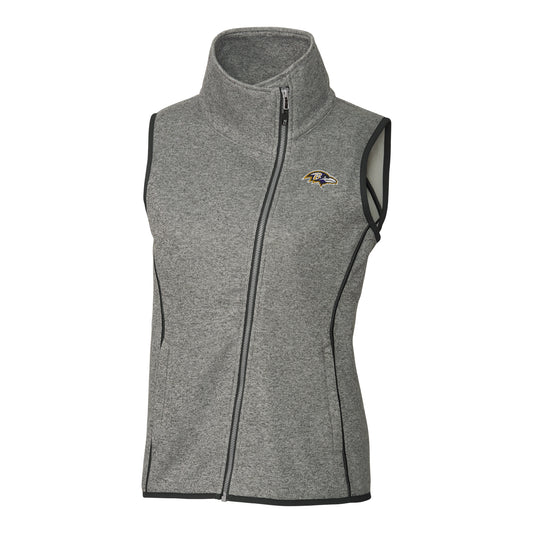 Women's Cutter & Buck Gray Baltimore Ravens Mainsail Full-Zip Vest