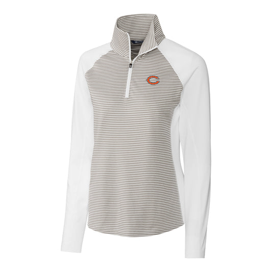 Women's Cutter & Buck White Chicago Bears Forge Tonal Stripe Half-Zip Pullover Jacket