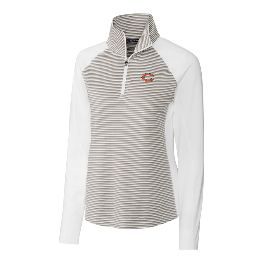 Women's Cutter & Buck White Chicago Bears Forge Tonal Stripe Half-Zip Pullover Jacket