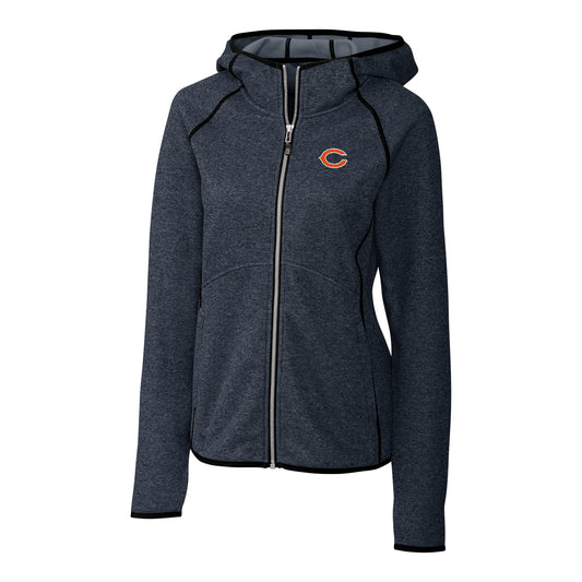 Women's Cutter & Buck Navy Chicago Bears Mainsail Full-Zip Jacket