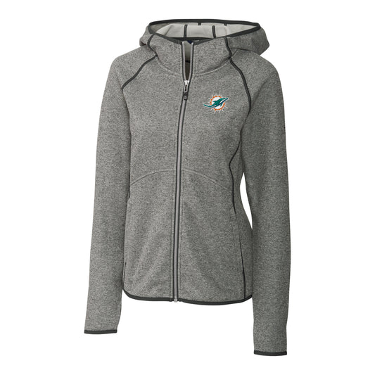 Women's Cutter & Buck Gray Miami Dolphins Mainsail Full-Zip Jacket