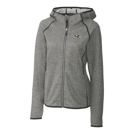 Women's Cutter & Buck Gray Baltimore Ravens Mainsail Full-Zip Jacket