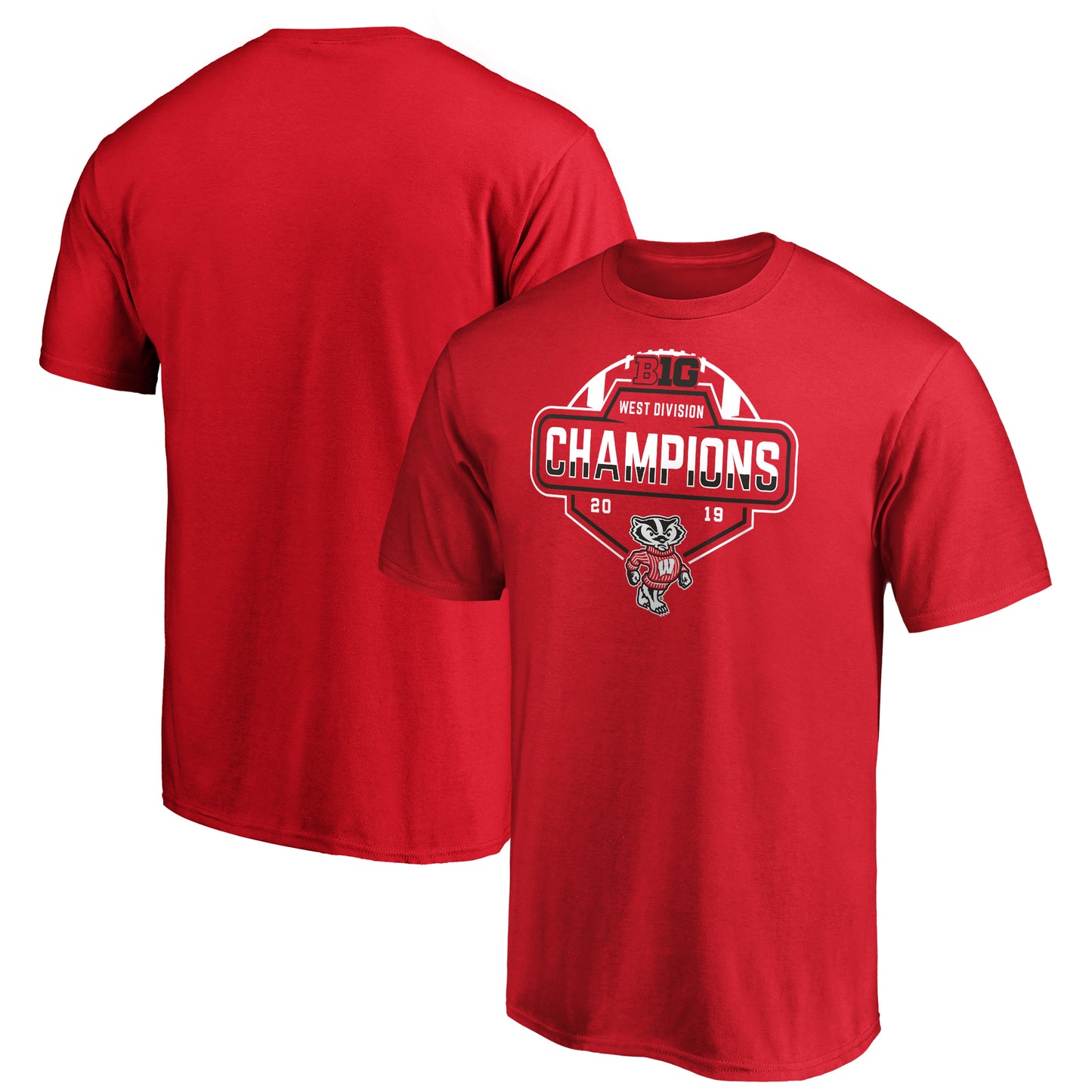 Men's Fanatics Red Wisconsin Badgers 2019 Big Ten West Football Division Champions T-Shirt