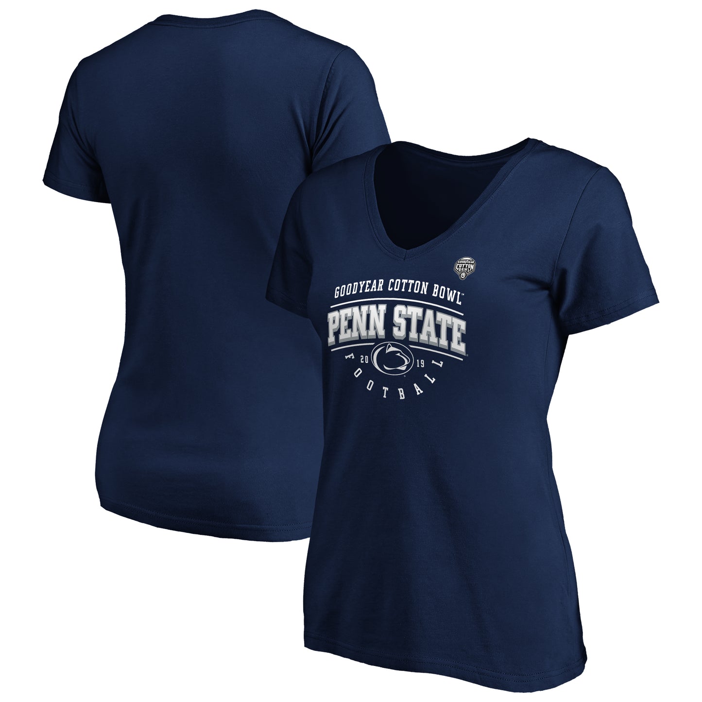 Women's Fanatics Navy Penn State Nittany Lions 2019 Cotton Bowl Bound Tackle V-Neck T-Shirt