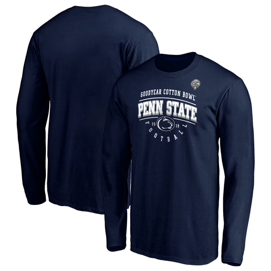 Men's Fanatics Navy Penn State Nittany Lions 2019 Cotton Bowl Bound Tackle Long Sleeve T-Shirt