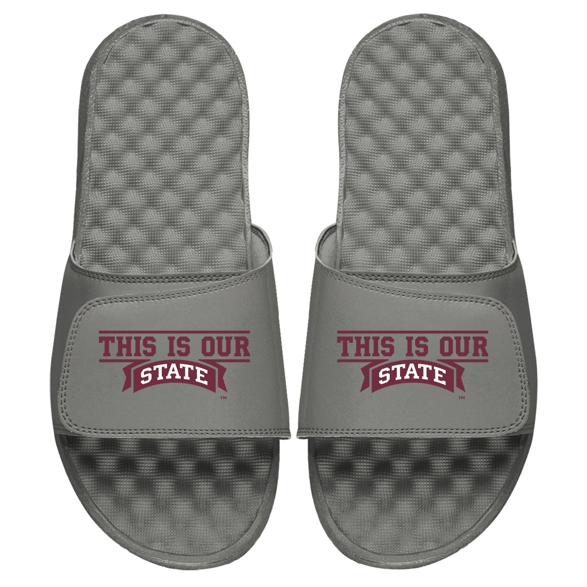 Youth ISlide Gray Mississippi State Bulldogs Slogan Slide Sandals