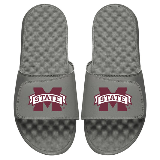 Youth ISlide Gray Mississippi State Bulldogs Primary Logo Slide Sandals